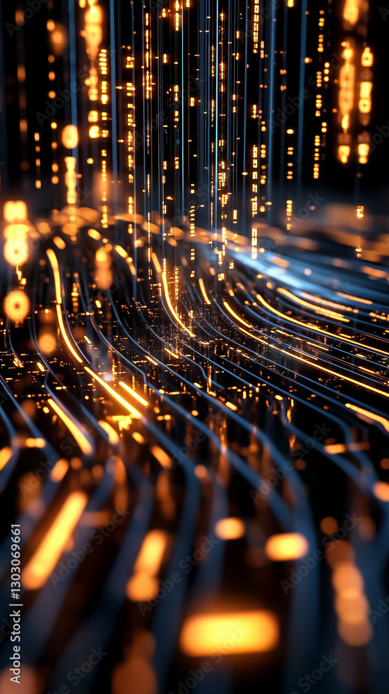 Poster a captivating digital matrix comes alive with symbols cascading downwards, creating an atmospheric b
