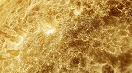 A close-up of the sun's surface showing detailed sunspots and fiery plasma