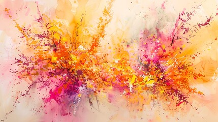 Fototapeta premium Abstract Explosion of Warm Colors: An Energetic Watercolor Masterpiece