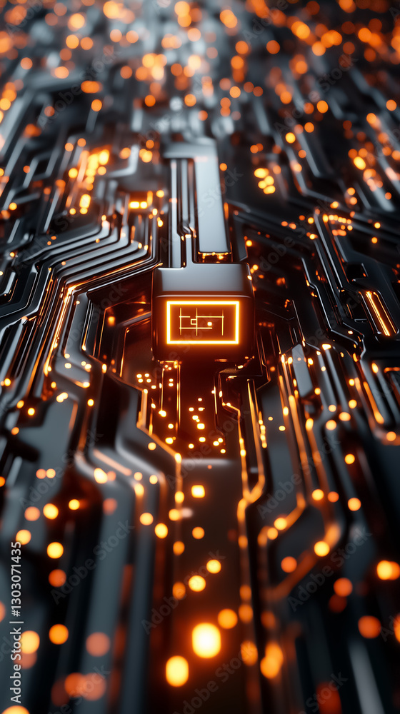 Poster intricate patterns of a digital matrix intertwine, showcasing glowing symbols that cascade downwards