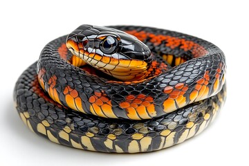 Fototapeta premium Coiled Snake on White Background