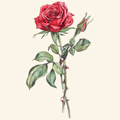 elegant illustration of rose on white background