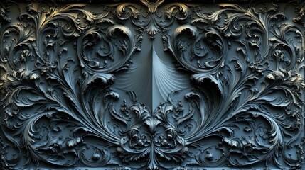 Intricate dark gray ornate scrollwork design