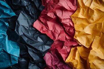 Crumpled Colored Paper Abstract Close-Up