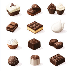 Chocolate Candies and Cupcakes: Assorted Delicious Sweet Treats Collection