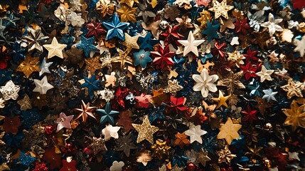 Fototapeta premium Colorful star confetti pile background