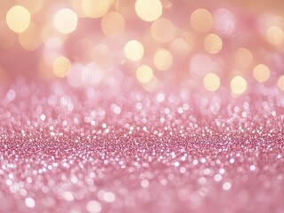 Pink background with bokeh texture. Holiday background. Defocused colorful background with bokeh glitter abstract.