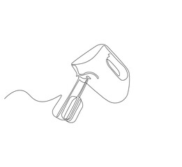 Electric mixer continuous line. Continuous one line drawing electric mixer. Kitchen electric concept. single line drawing
