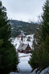 Mountain Settlement Amid a Winter Landscape