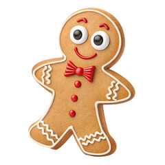 Cute Gingerbread Man Cookie on trasparent background