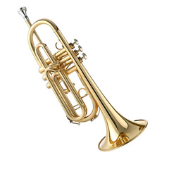 Fototapeta premium Gold Trumpet: Musical Instrument on trasparent background