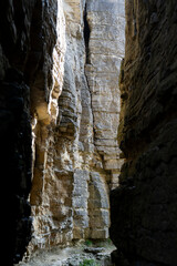 impressing view of the rocks of the Hessigheimer Felsengärten on the Neckar in Badem Württemberg near Stuttgart which are a climbers paradise as well