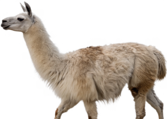 Llama isolated on a transparent background.