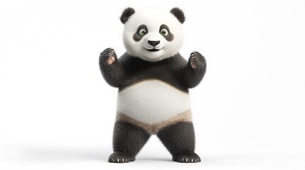 Adorable 3D Render of a Playful Panda Bear