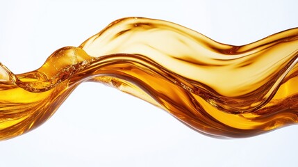 Golden liquid wave against white background