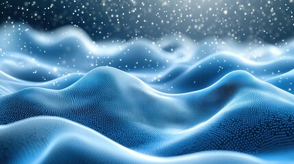 Fototapeta premium Abstract blue wave background with snowfall.
