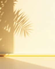 Fototapeta premium palm leaf shadow overlay on a yellow background