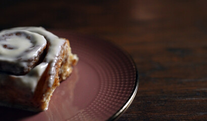 Sweet cinnamon roll dessert with icing.