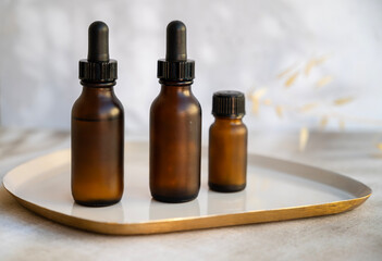 Amber Glass bottles with face serum 