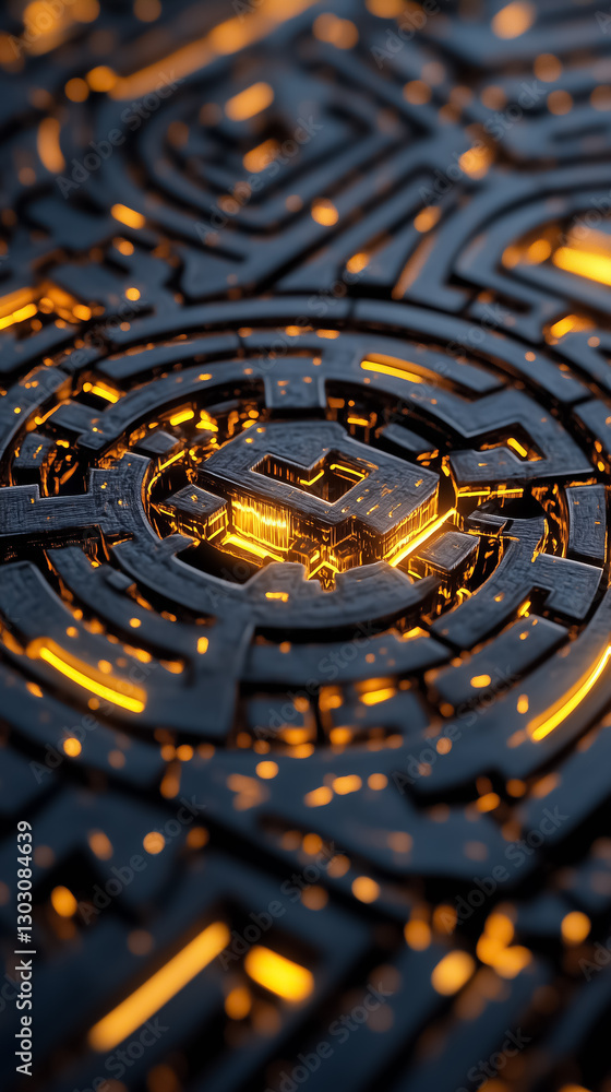 Poster a mesmerizing labyrinth unfolds, revealing complex patterns illuminated by glowing edges that create