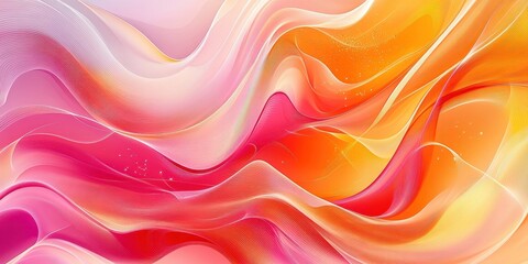 Obraz premium Abstract Swirling Waves of Pink Orange and Yellow Hues Digital Art Wallpaper