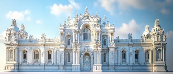 Fototapeta premium Majestic white palace, intricate details, sunny sky