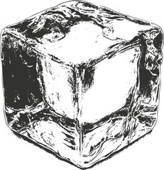 Obraz premium Detailed black and white illustration of an ice cube.