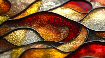 Colorful stained glass detail, close-up