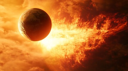 A distant exoplanet bathed in the warm glow of its nearby sun