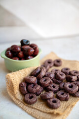 Italian Black  Taralli with olives .Bread snacks