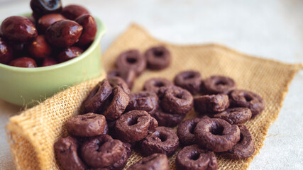 Italian Black  Taralli with olives .Bread snacks