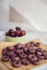 Italian Black  Taralli with olives .Bread snacks