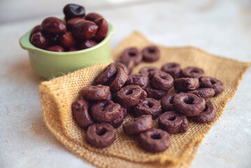 Italian Black  Taralli with olives .Bread snacks