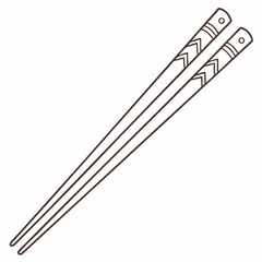 wooden chopsticks on white background on white background
