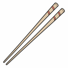 wooden chopsticks on white background
