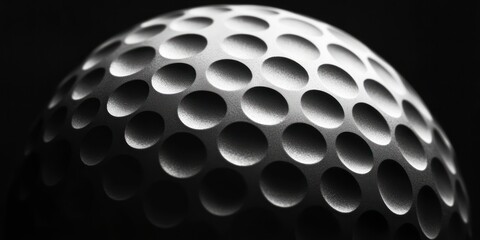 close-up golf ball, focusing on its intricate textures and design elements.