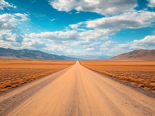 Fototapeta premium Desert road vanishing into mountains