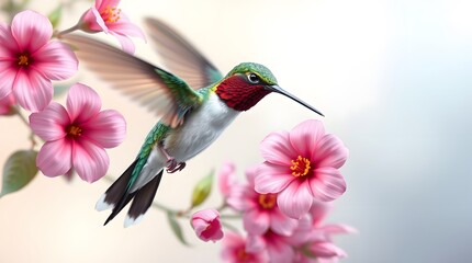 Hummingbird with Flowers