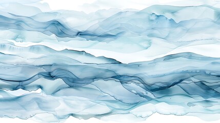 Obraz premium Abstract Blue Ink Landscape: Serene Waves of Color