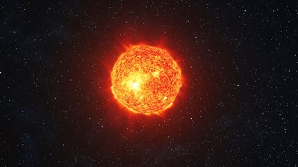 Fototapeta premium A fiery red supergiant star glowing intensely in the void of space