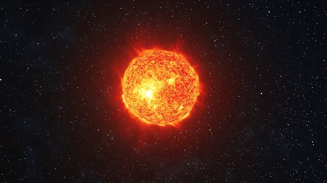 A fiery red supergiant star glowing intensely in the void of space