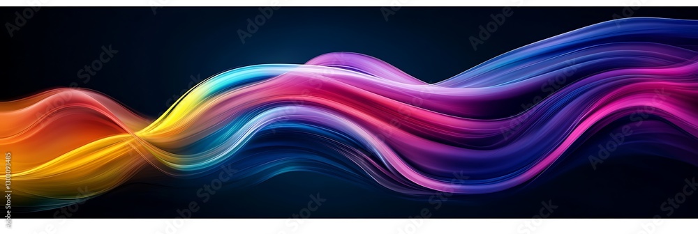 Poster abstract colorful waves: an abstract representation of flowing, colorful waves, rendered with vibran