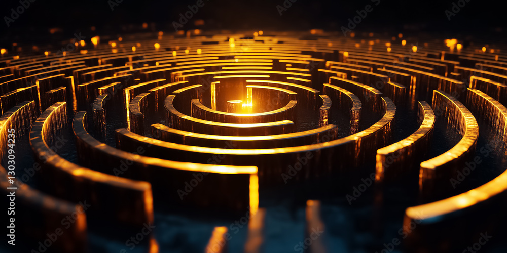 Poster navigate a mesmerizing labyrinth formed by intricate fractals, where glowing edges and deep shadows 