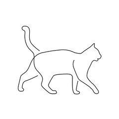 cat line art logo continuous line