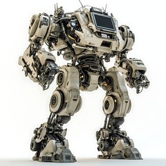 Naklejka premium Cybernetic Titan: A powerful, detailed illustration of a futuristic mech, exuding strength and technological sophistication. 