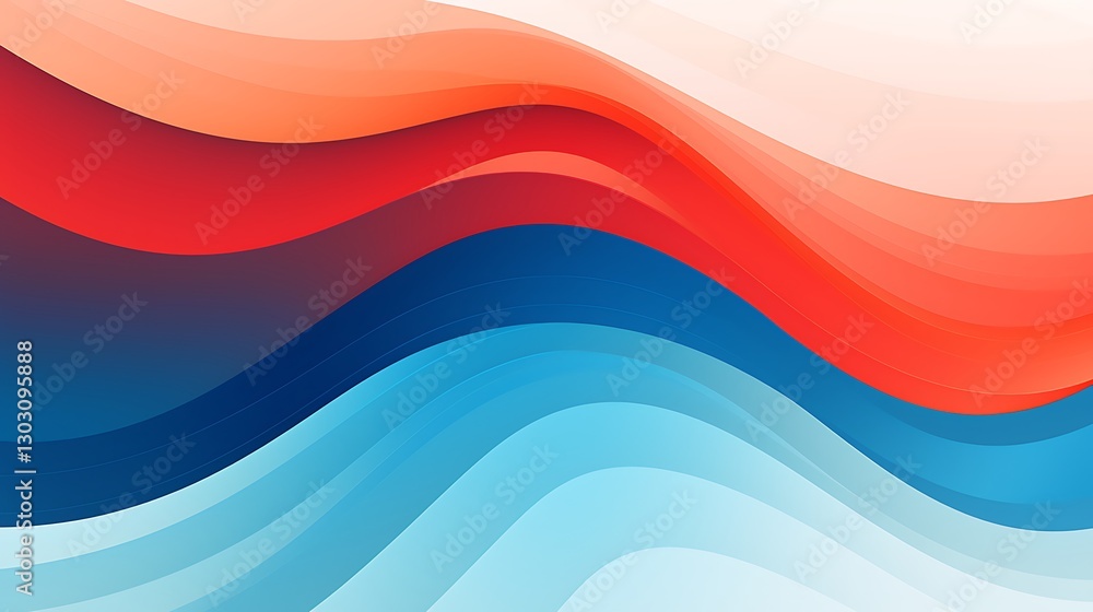 Aufkleber abstract wave composition: a vibrant, dynamic display of abstract waves in a spectrum of bold colors