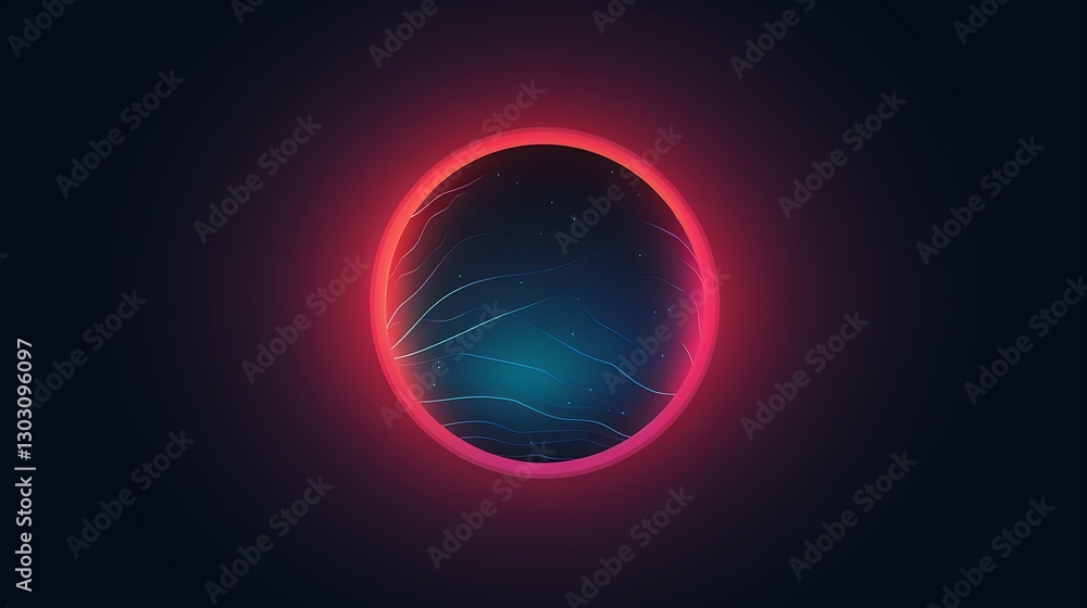 Poster celestial portal: an abstract and striking representation of a glowing celestial orb, reminiscent of