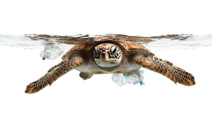 Fototapeta premium Ocean action protecting marine life from plastic waste in our environment