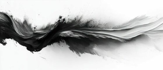 Obraz premium Black ink wave abstract art digital painting