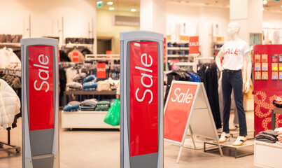 .discounts in a store in a shopping mall.